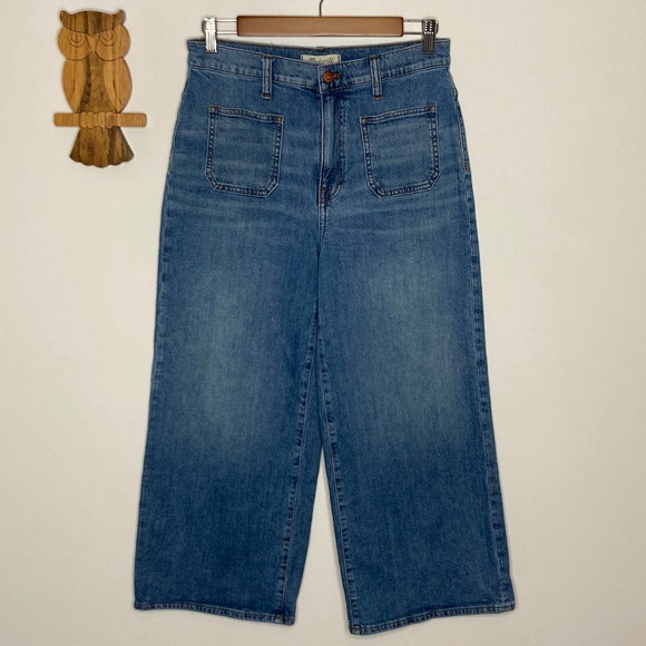 Madewell Denim - Madewell Wide-Leg Crop flat front pocket jeans